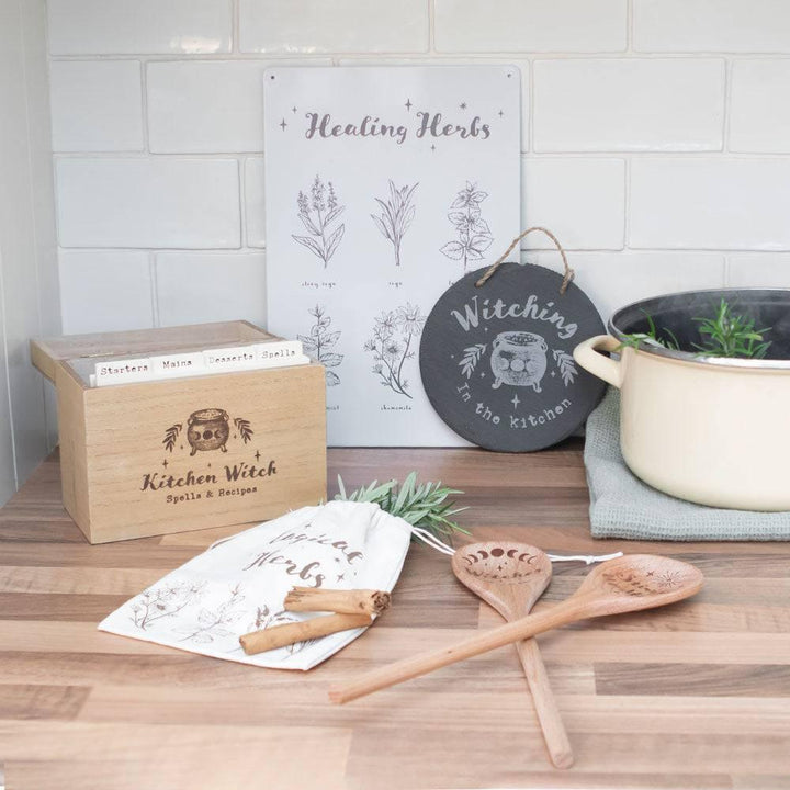 Kitchen Witch Wooden Recipe Box - Home Decor Emporium