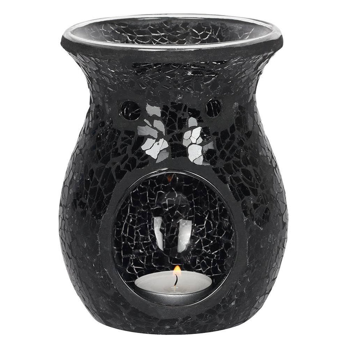 Large Black Crackle Oil Burner - Home Decor Emporium