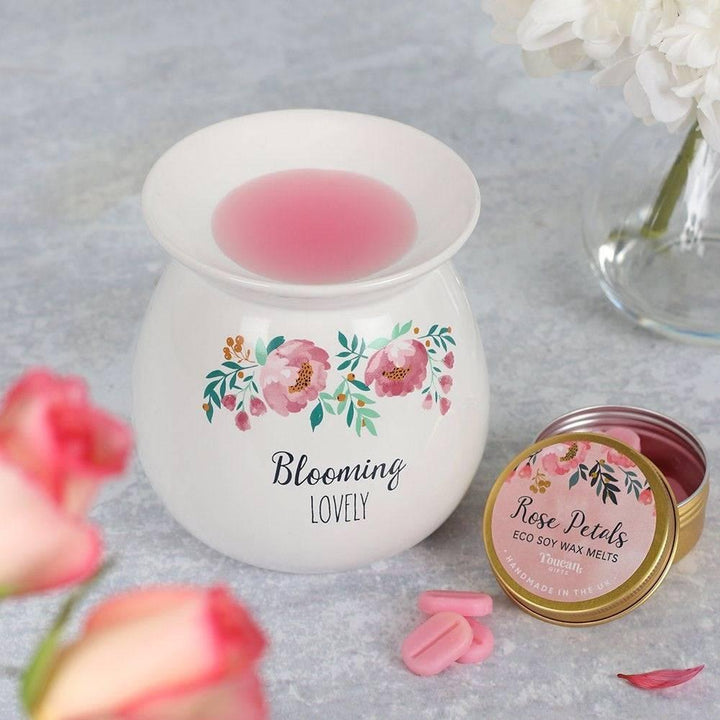 Large Blooming Lovely Wax Melt Burner Gift Set - Home Decor Emporium