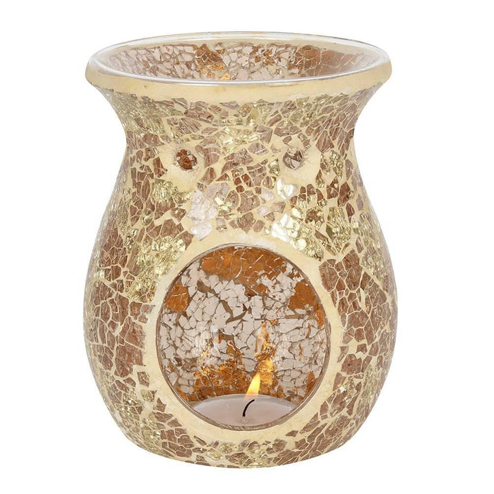 Large Gold Crackle Glass Oil Burner - Home Decor Emporium