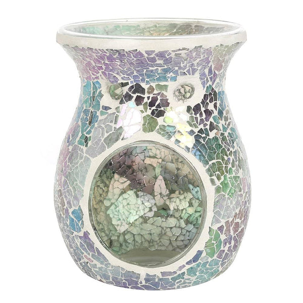 Large Light Blue Iridescent Crackle Oil Burner - Home Decor Emporium