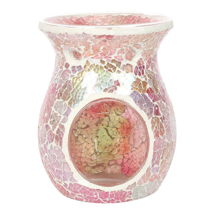 Large Pink Iridescent Crackle Oil Burner - Home Decor Emporium