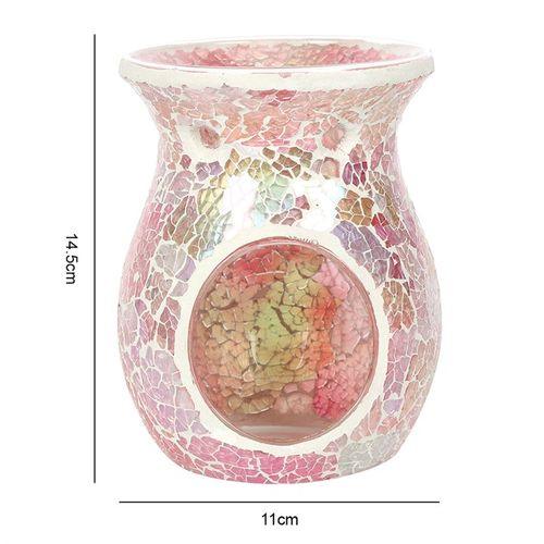 Large Pink Iridescent Crackle Oil Burner - Home Decor Emporium