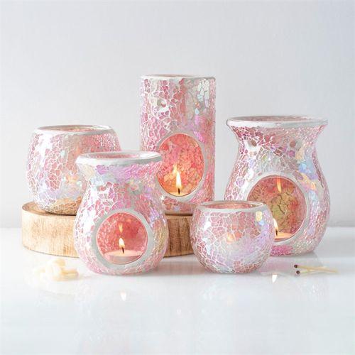 Large Pink Iridescent Crackle Oil Burner - Home Decor Emporium