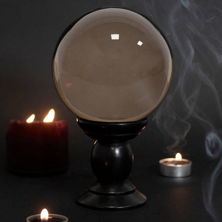 Large Smoke Grey Crystal Ball on Stand - Home Decor Emporium