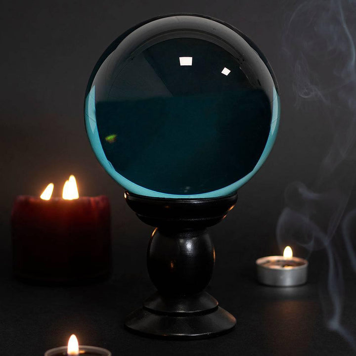 Large Teal Crystal Ball on Stand - Home Decor Emporium