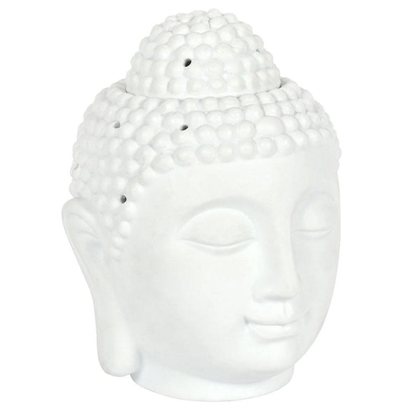 Large White Ceramic Buddha Head Oil and Wax Melt Burner - Home Decor Emporium