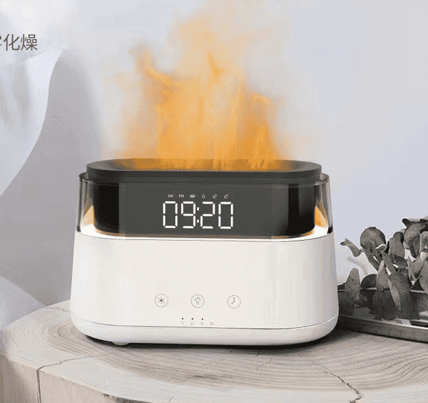 Modern Aroma Diffuser - Led Clock - USB-C - Flame Effect - Home Decor Emporium