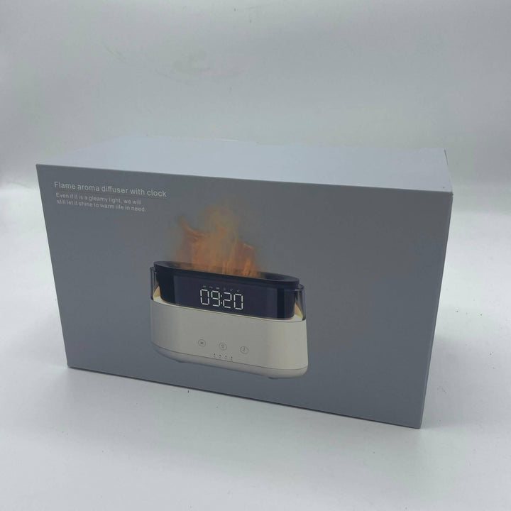 Modern Aroma Diffuser - Led Clock - USB-C - Flame Effect in box