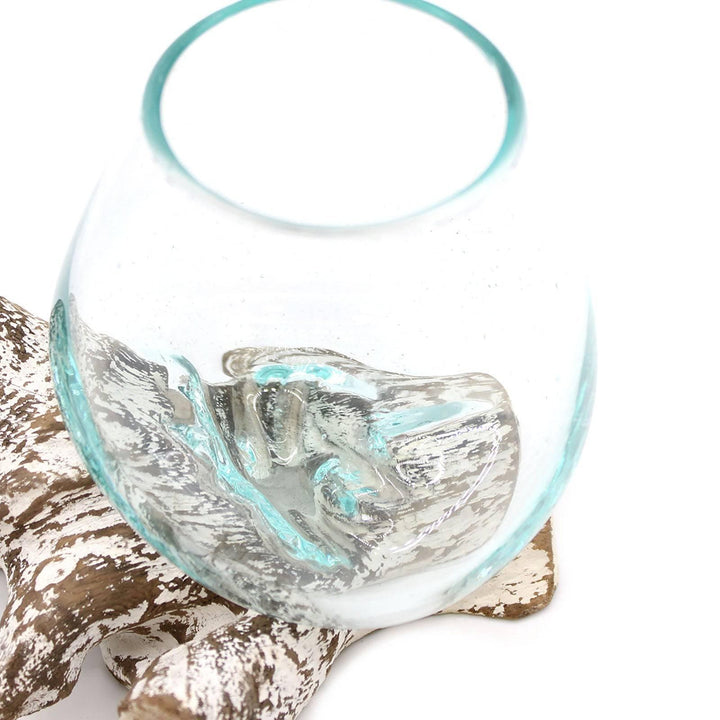 Molten Glass on Whitewash Wood - Small Bowl - Home Decor Emporium