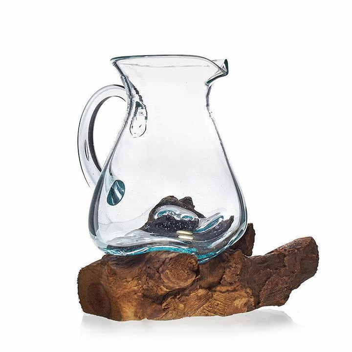 Molten Glass on Wood- Water Jug - Home Decor Emporium