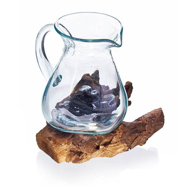 Molten Glass on Wood- Water Jug - Home Decor Emporium