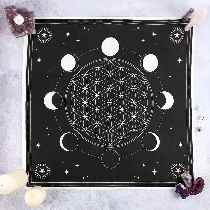 Moon Phase Crystal Grid Altar Cloth - Home Decor Emporium