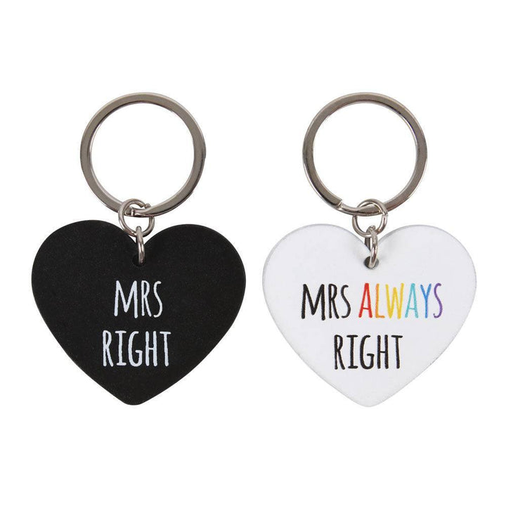 Mrs and Mrs Right Keyring Set - Home Decor Emporium