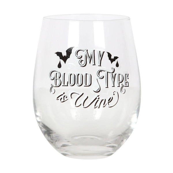 My Blood Type is Wine Stemless Wine Glass - Home Decor Emporium