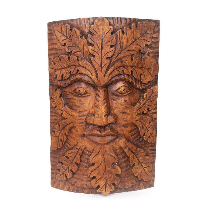 Natural Acacia Wood Green Man Decoration - Home Decor Emporium