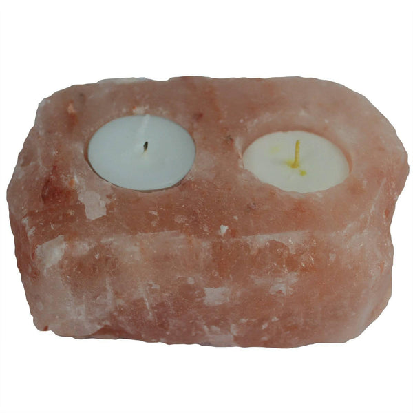 Natural Salt Candle Holder - 2 holes - Home Decor Emporium