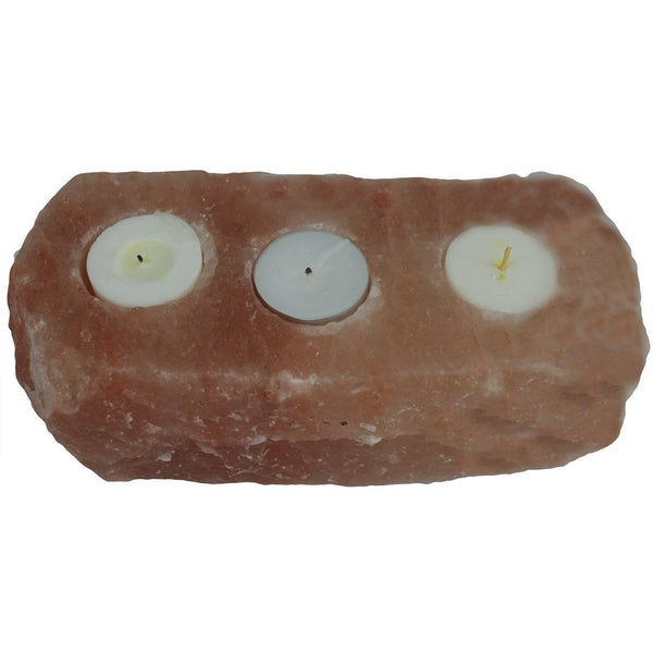 Natural Salt Candle Holder - 3 holes - Home Decor Emporium