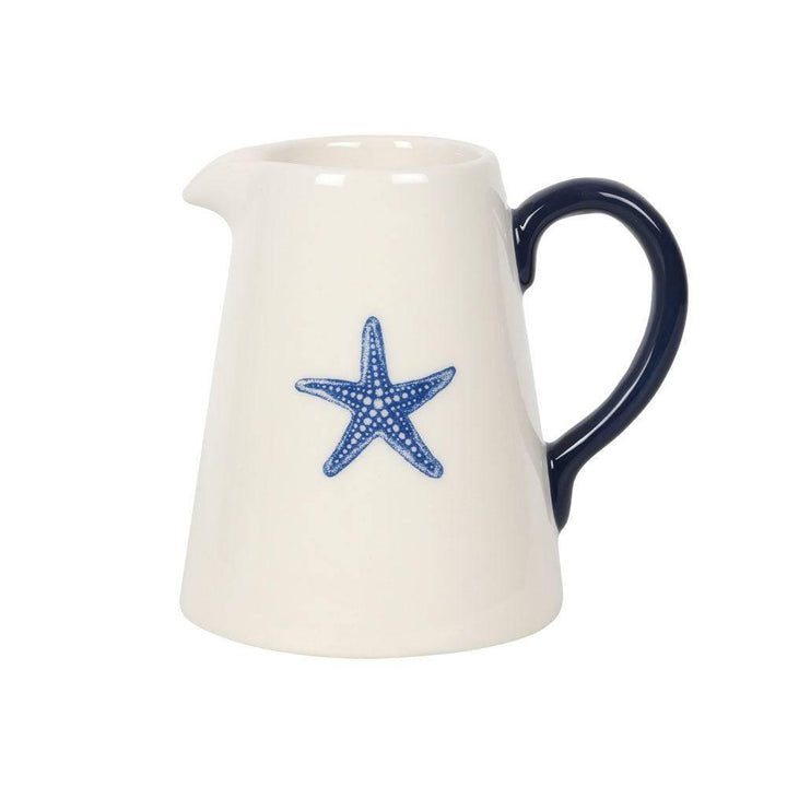 Nautical-Inspired Flower Jug with Starfish Illustration - Home Decor Emporium