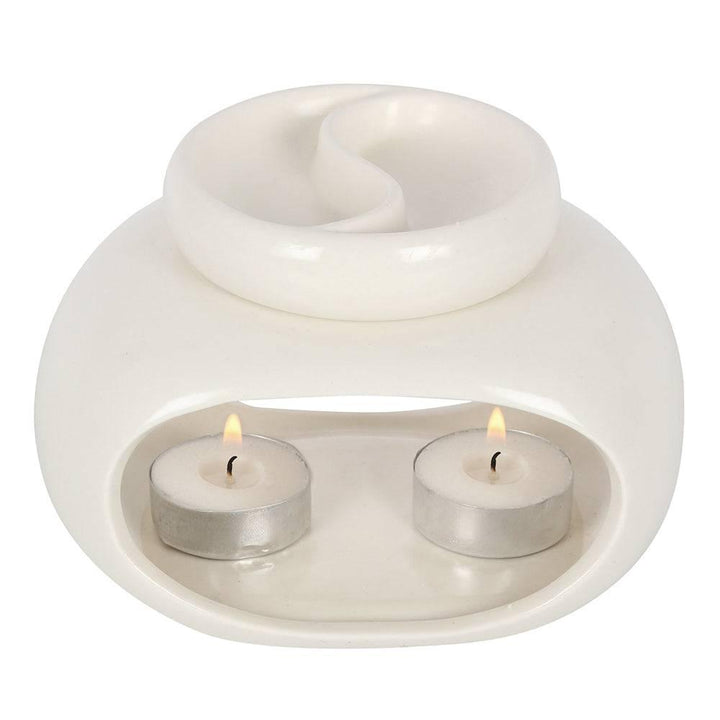 Off White Double Oil Burner - Home Decor Emporium