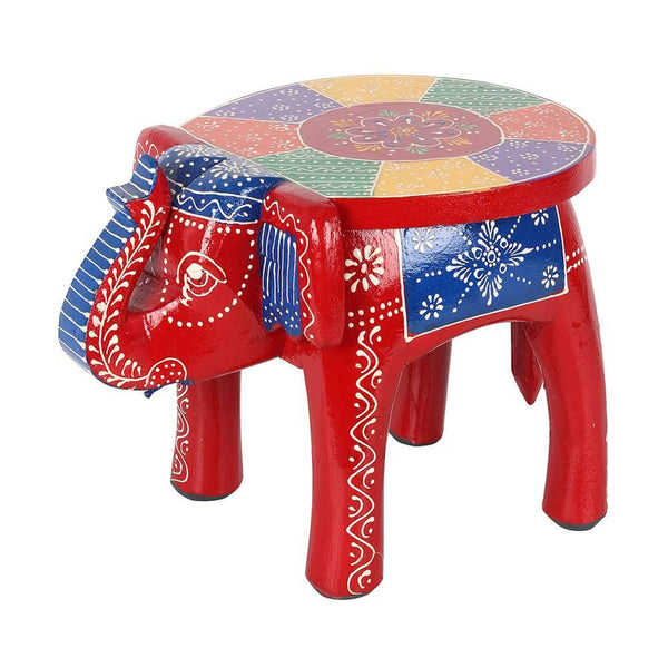 Ornamental Multicoloured Elephant Stool - Home Decor Emporium