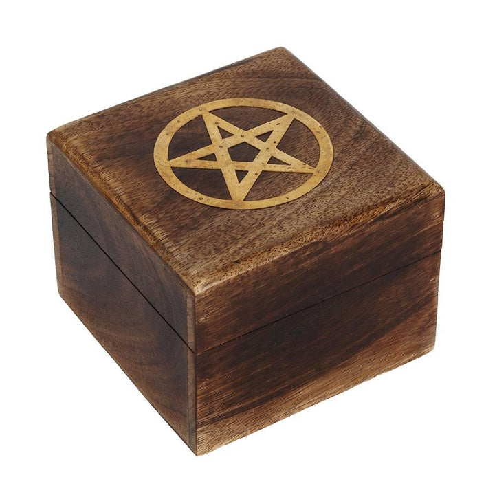 Pentagram Brass Inlay Wooden Box - Home Decor Emporium