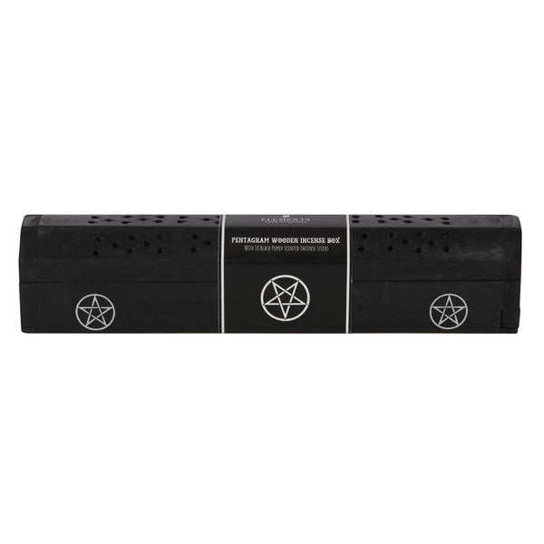 Pentagram Wooden Black Pepper Incense Box Set - Home Decor Emporium