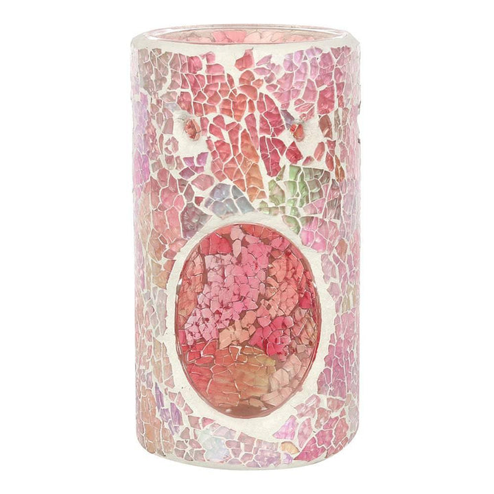 Pillar Pink Iridescent Crackle Oil Burner - Home Decor Emporium