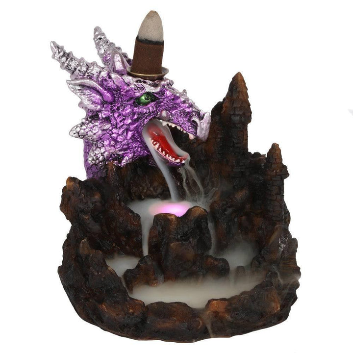 Purple Dragon Backflow Incense Burner With Light - Home Decor Emporium