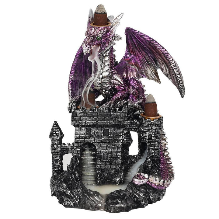 Purple Dragon on Castle Backflow Incense Burner - Home Decor Emporium