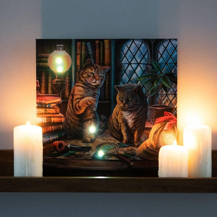 Purrlock Holmes Light Up Canvas Plaque by Lisa Parker - Home Decor Emporium