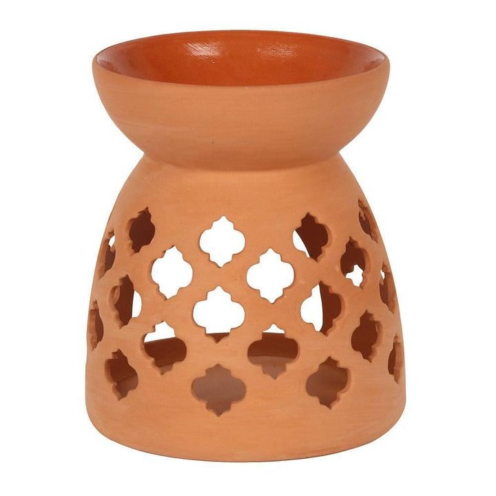 Quatrefoil Cut Out Terracotta Effect Oil Burner - Home Decor Emporium