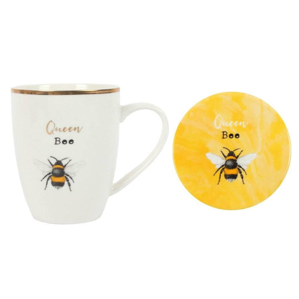 Queen Bee Ceramic Mug and Coaster Set - Home Decor Emporium