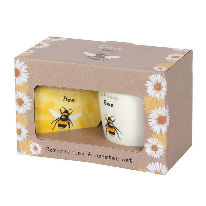 Queen Bee Ceramic Mug and Coaster Set - Home Decor Emporium