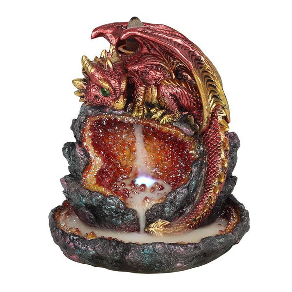 Red Dragon Backflow Incense Burner with Light - Home Decor Emporium