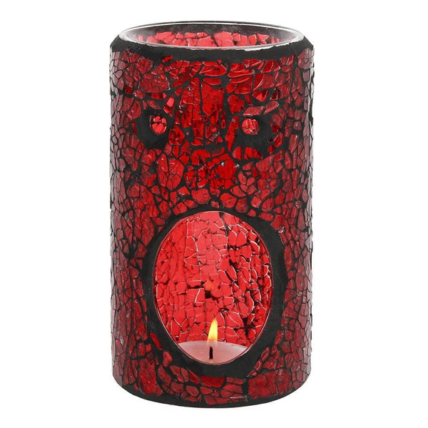 Red Pillar Crackle Glass Oil Burner - Home Decor Emporium