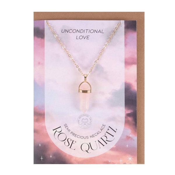 Rose Quartz Crystal Necklace Card - Home Decor Emporium