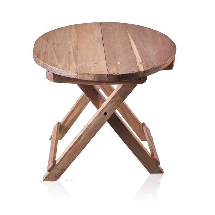 Round Folding Coffee Table - 50cm - Recycled Wood - Home Decor Emporium