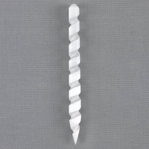 Round Point Selenite Spiral Wand - Home Decor Emporium