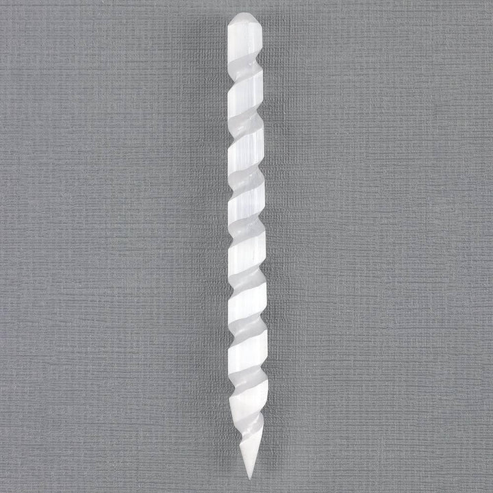 Round Point Selenite Spiral Wand - Home Decor Emporium