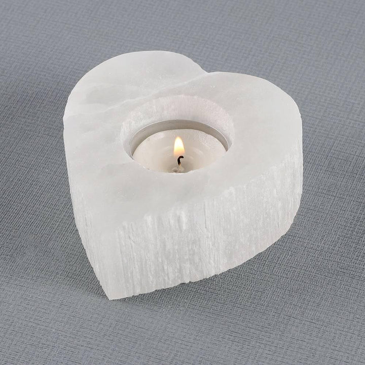 Selenite Heart Tealight Holder - Home Decor Emporium