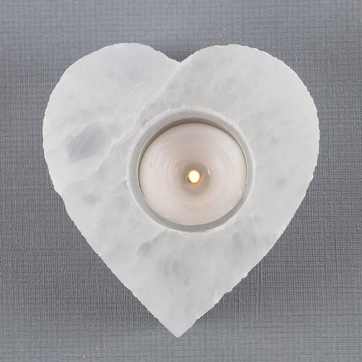 Selenite Heart Tealight Holder - Home Decor Emporium