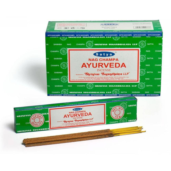 Set of 12 Packets of Ayurveda Incense Sticks by Satya - Home Decor Emporium