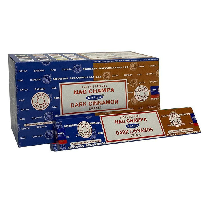 Set of 12 Packets of Combo Satya Incense - Nag Champa Dark Cinnamon - Home Decor Emporium