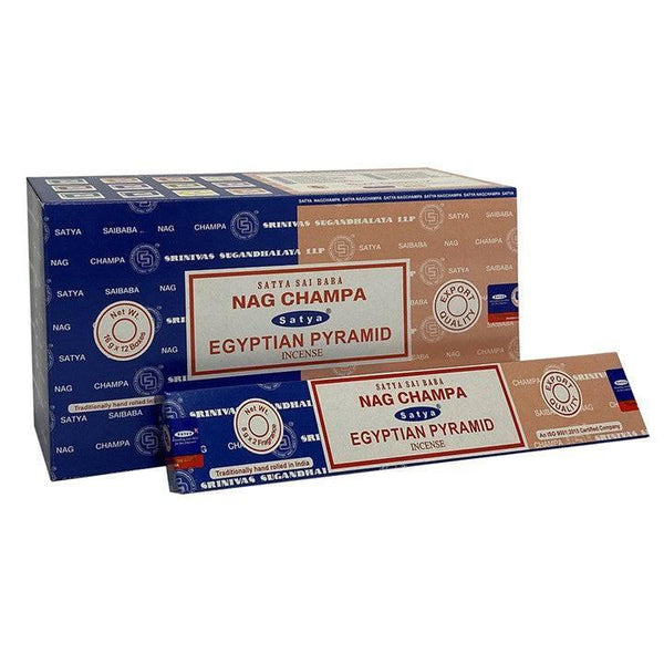 Set of 12 Packets of Combo Satya Incense - Nag Champa Egyptian Pyramid - Home Decor Emporium