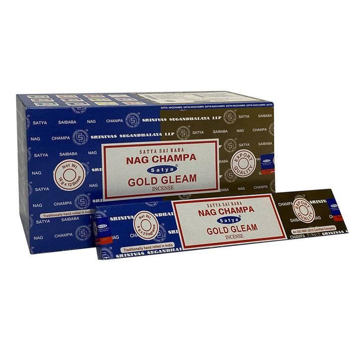 Set of 12 Packets of Combo Satya Incense - Nag Champa Gold Gleam - Home Decor Emporium