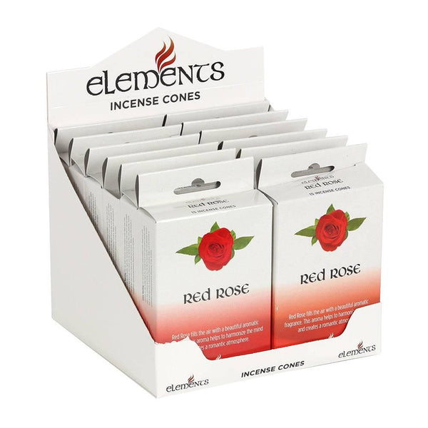 Set of 12 Packets of Elements Red Rose Incense Cones - Home Decor Emporium