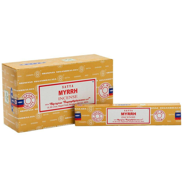 Set of 12 Packets of Myrrh Incense Sticks by Satya - Home Decor Emporium