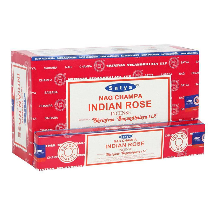 Set of 12 Packets of Satya Indian Rose Incense Sticks - Home Decor Emporium