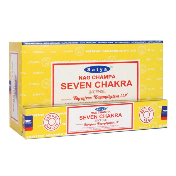 Set of 12 Packets of Seven Chakra Incense Sticks by Satya - Home Decor Emporium